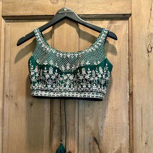 Goregous Anita Dongre hand embroidered emerald green Vastsala Lehenga